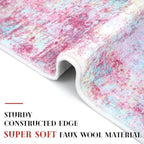 Modern Abstract Runner Rug 2x5, Machine Washable Blush Pink Sky for Girls Bedroom Ofiice Runner Non-Slip, Soft Hallway Rug Runner Thin Print Faux Wool Carpet for Entryway, Kitchen