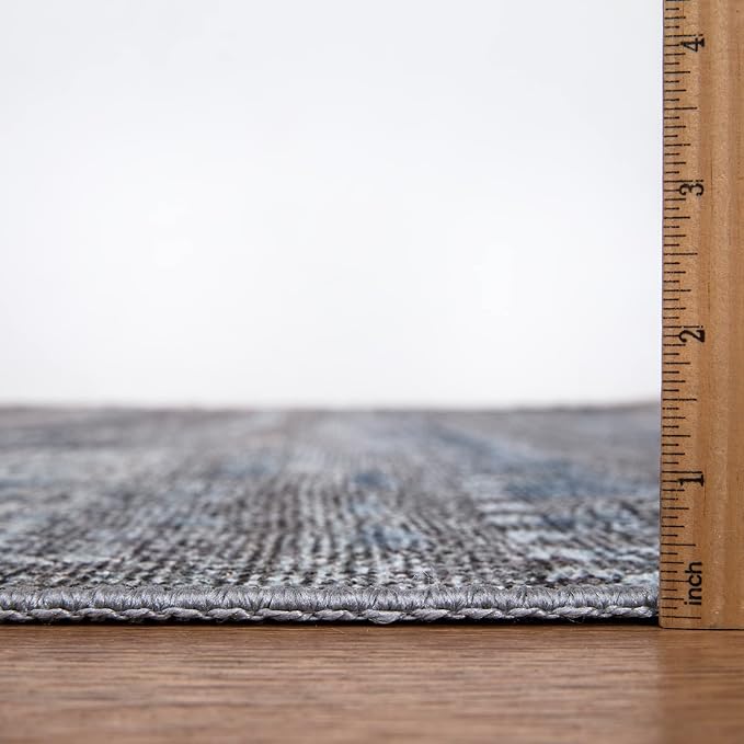 Bloom Rugs Washable Non-Slip 3' x 5' Rug - Gray/Blue/Blush Modern Abstract Area Rug for Living Room, Bedroom, Dining Room, and Kitchen - Exact Size: 3' x 5'