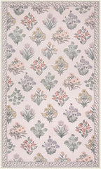 Wonnitar Floral 3x5 Washable Rug, Ultra-Thin Pink Small Rugs for Bedroom, Soft Ultra-Thin Non Slip Entryway Indoor Decor Carpet for Bedside Decor Office Girls Room Dorm, Pale Pink