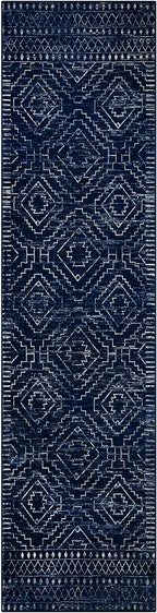 Wonnitar Moroccan Hallway Runner Rugs, 2'6"x10' Washable Non-Skid Blue Runner Rugs for Kitchen, Boho Non-Shedding Soft Long Runner Geometric Low Pile Carpet for Entryway Bathroom (Blue,2'6"x10')