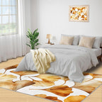 Golden Leaf Rugs for Bedroom - 6x9 Area Rug - 3D Ginkgo Leaf Rugs for Living Room, Modern Simple Art Rug, Non-Slip Washable Home Decor Carpet