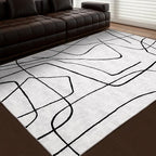 YIHOUSE Modern Washable 8'x10' Area Rug for Living Room Bedroom - Large Abstract Black and White Rug Non-Slip Ultra-Thin Home Decor,Abstract,8x10ft