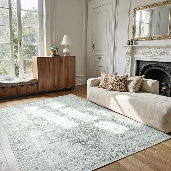 Washable Area Rugs 6x9,Boho Area Rug,Collapsible Area Rug for Bedroom, Entryway, Kitchen, Bathroom