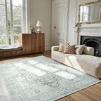 Washable Rug 9x12,Boho Vintage Oriental Washable Rugs,Collapsible Area Rug for Bedroom, Entryway, Kitchen, Bathroom