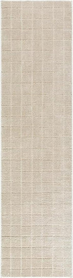 Livabliss x Our PNW Home Cascade Minimalist Grid Area Rug, 2'7" x 7'3", Light Beige