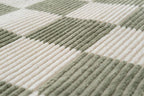 Revival Rugs Gambit 5'3"x8' Checkered Rug Washable Area Rug for Living Room Bedroom - 100% Recycled Oeko-TEX Certified, Medium Pile, Green, Beige