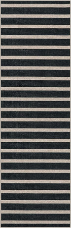 Lahome Striped Easy Jute Runner Rug, 2x8 Kitchen Rug Non Slip Washable Outdoor Runner for Entryway Indoor, Farmhouse Black Indoor Outdoor Carpet for Hallway 8ft Entry