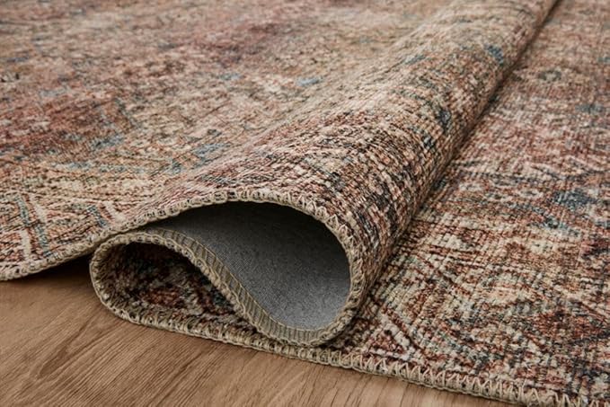 Loloi Amber Lewis Billie Collection BIL-04 Aqua/Rust 2'-6" x 12'-0", 0.19" Thick Runner Rug
