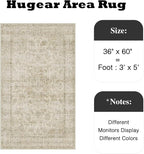 HUGEAR 3x5 Entryway Area Rug Retro Beige Small Rug Machine Washable Door Mat Vintage Floral Low Pile Carpet Distressed Throw Rug Entrance Kitchen Bedroom Bathroom Office Non Slip Soft Lightweight