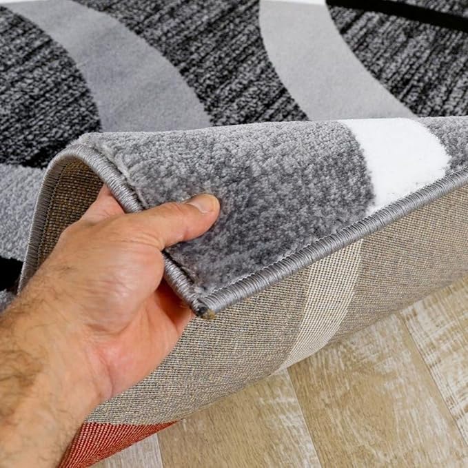 Persian-Rugs Luxe Weavers Victoria Collection 3895 Gray 2 ft x 3 ft Modern Abstract Geometric Stain Resistant Area Rug