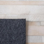 Cowhide Leather Rug for Living Room 9.9x14 Natural Leather Rug Modern Stripes Style Floor Carpet for Home Decor | Superior Indoor Area Rug, White