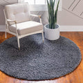 Unique Loom Davos Shag Collection Area Rug - Solid (4' 1" Round, Peppercorn)