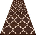 House, Home and More Skid-Resistant Carpet Runner – Moroccan Trellis Lattice – Coffee Brown & Vanilla Cream – 12 Feet X 26 Inches