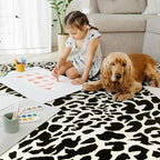YIHOUSE Leopard Rug for Living Room, Black and White Cute Cheetah Print Rug Modern Washable Animal Printed Rugs for Bedroom, Girls Boys Dorm Room Nursery Room, Playroom, 8x10
