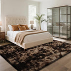 Fluffy Rug Shaggy Area Rug, Mottling Brown 5x8 Area Rugs for Bedroom, Small Bedside Rug, Soft Fluffy Shaggy Entryway Throw Rugs for Living Room Bedroom Kids Room Home Decor