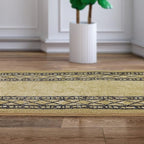 Antep Rugs Alfombras Modern Bordered 2pc Non-Skid (Non-Slip) Low Profile Pile Rubber Backing Indoor Kitchen Runner Rugs (Brown, 2pc Set)