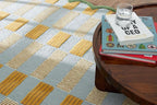 Hand-Tufted Wool Rug with Scalloped Edges, Light Blue Plaid Pattern, Cozy Soft Area Rug for Living Room, Bedroom, and Nursery, Handmade Modern Accent Rug, 4x6 Ft