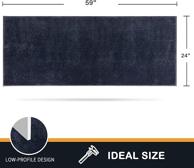 PURRUGS Dirt Trapping Door Mat 24" x 59", Non-Slip Machine Washable Entry Rug, Shoe Scraper, Dog Doormat, Super Absorbent Welcome Mat for Front & Back Door, Muddy Shoes & Paws, Navy Blue