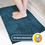 Muddy Mat® AS-SEEN-ON-TV Highly Absorbent Microfiber Door Mat and Pet Rug, Non Slip Thick Washable Area and Bath Mat Soft Chenille for Kitchen Bedroom Indoor and Outdoor - Atlantic Blue 3ft x 8ft