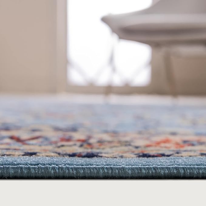 Rugs.com Yasmin Collection Rug – 8 Ft Square Light Blue Medium Rug Perfect for Living Rooms, Kitchens, Entryways