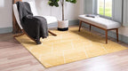 Unique Loom Trellis Frieze Collection Area Rug - Geometric (5' Square, Yellow/ Ivory)