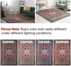 Keen Home Design 8x10 Rug - Machine Washable Area Rug with Non-Slip Backing, Ideal for Living Room, Dining Room, Bedroom - Vintage, Easy Clean, Durable, Low Pile Rug - (8' x 10')