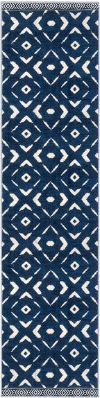 KILOCOCO Hallway Runner Rug 3x10 Runners for Hallways Washable Runner Soft Non Slip Printed Geometric Rubber Backed Low-Pile Rug Runners for Bedroom Kitchen Living Room Boho Rugs, Blue