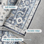 Dripex Vintage Washable Area Rug - 2x4 Indoor Door Mat Oriental Medallion Accent Throw Rug Distressed Foldable Non-Slip Low-Pile Bathroom Kitchen Rug for Entryway Laundry Room Living Room Bedroom