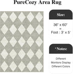 3x5 Checkered Area Rug Grey Machine Washable Small Rug Non-Slip Stain Resistant Low Pile Boho Accent Indoor Throw Carpet for Entryway Office Bedroom Dining Living Room