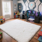 Fluffy Rug Shaggy Area Rug, White 9x12 Area Rugs for Living Room, Large Shag Area Rugs for Bedroom Kids Room Home Decor, Upgrade Anti-Skid Rectangular Fuzzy Rugs