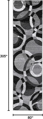 Rugshop Contemporary Abstract Circles Perfect for high Traffic Areas of Your Living Room,Bedroom,Home Office,Kitchen Runner Rug 2'7" x 10' Gray