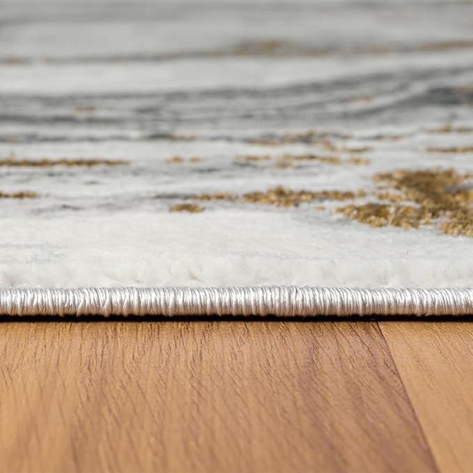 LUXE WEAVERS Marble Effect Abstract Gray 8x10 Area Rug