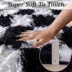 8x10 Area Rugs for Living Room Bedroom, Soft Fluffy Shaggy Bedside Rug, Indoor Floor Carpet for Kids Playroom, Dorms, Nursery Rooms, Home Decor (Black & White 8'x10')