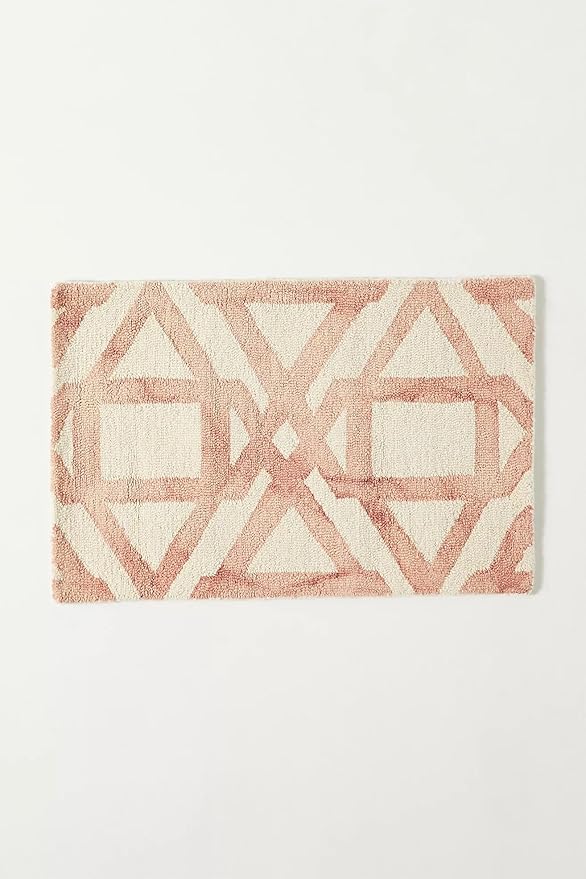 Hand-Tufted Wool Marengo Rug in Pink – Elegant Geometric Wool Carpet for Living Room & Bedroom – Soft Feel – 8 x 11