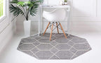 Unique Loom Trellis Frieze Collection Area Rug - Geometric (5' Octagon, Light Gray/ Ivory)