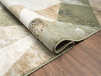 Abani Savoy Collection Area Rug - Green and Cream Geometric Design - 9'x12' -Easy to Clean - Durable for Kids and Pets - Non-Shedding - Medium Pile - Soft Feel -for Living Room, Bedroom & Office
