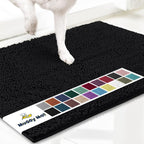 Muddy Mat® | Super Absorbent Door Mat Indoor, Microfiber Quick Dry Chenille Entryway Rug, Non-Slip Front Door Mat, Indoor Mats for Entryway, Machine Washable Pet Rug, Black XXL 60"X48"