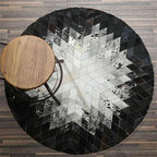 Round Rug for Living Room – Black and White Designer Floor Carpet
