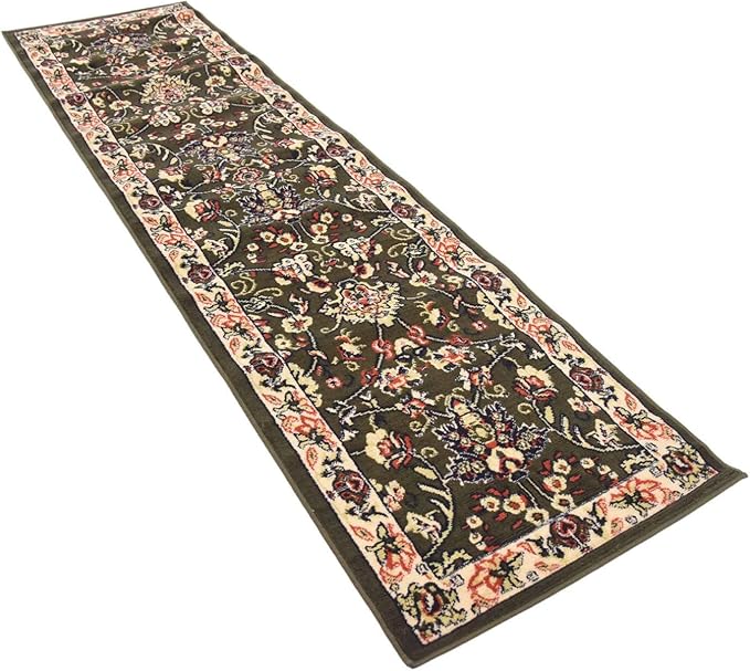 Unique Loom Sialk Hill Collection Area Rug - Washington (2' 2" x 8' 2" Runner Green/Hunter Green)