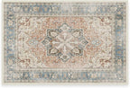 RUGGABLE Washable Vintage Area Rug – Kamran Coral 2x3, Stain-Resistant, Non-Slip – Small Machine Washable Rugs for Living Room, Bedroom, Hallway, Entryway & Bathroom–with Standard Pad