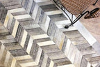 Chevron Pattern Faux Cowhide Area Rug | Non-Slip Leather Carpet for Living Room, Bedroom, and Office | Modern Designer Rug for Home Décor(2.5x8 ft_Grey)