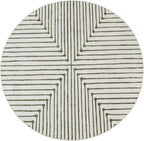 GLN Rugs Contemporary Collection - Machine Washable Area Rug, Contemporary Washable, Non Slip, Low Pile Chenille Rug, Living Room, Bedroom, Kitchen Rug (5'3" Round Green Beige)