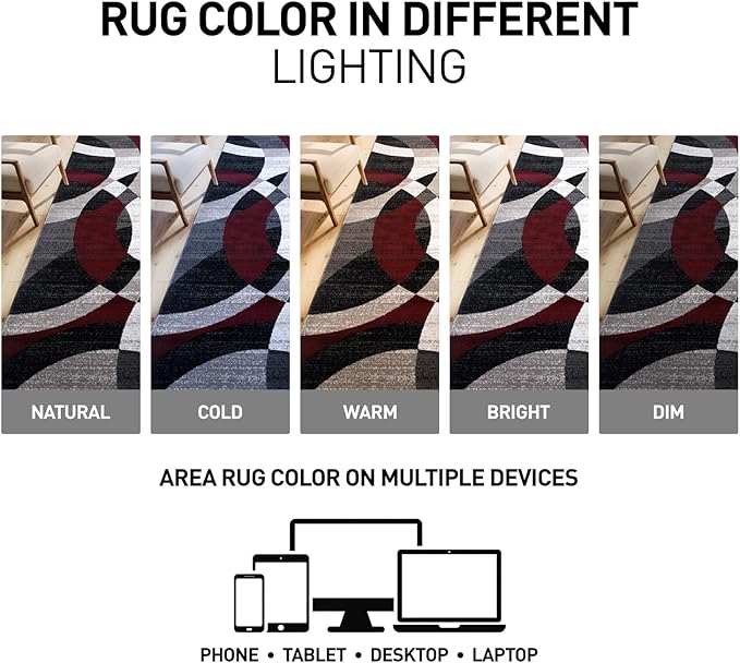 Rugshop Contemporary Abstract Circles Perfect for high Traffic Areas of Your Living Room,Bedroom,Home Office,Kitchen Runner Rug 2' x 7'2" Red