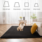 MAXYOYO Black Coral Velvet Area Rug, Thick Japanese Tatami Mat Living Room Carpet with Non-Slip Backing, Large Solid Color Mat for Bedroom Dormitory Yoga, 78 by 118 inch