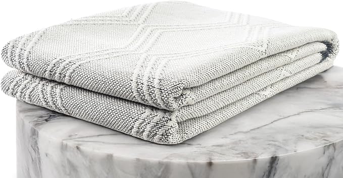 LUXE WEAVERS Modern Farmhouse White 8x10 Washable Area Rug, Anti-Slip Diamond Pattern Carpet