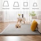 MAXYOYO Grey Coral Velvet Area Rug, Thick Japanese Tatami Mat Living Room Carpet with Non-Slip Backing, Large Solid Color Mat for Bedroom Dormitory Yoga, 78 by 118 inch