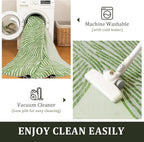 YIHOUSE Green Rug for Living Room, 6×9 Modern Abstract Area Rug, Geometric Contemporary Wave Striped Rugs for Playroom Nursery, Washable Nonslip Large Ultra-Thin Rug for Bedroom Dining Room