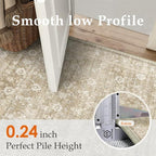 HUGEAR 5x7 Machine Washable Rugs Beige Hallway Area Rug Indoor Accent Rug Floral Low Pile Carpet Soft Throw Aesthetic Rug Bedroom Living Room Office Dining Room Kitchen Laundry Room Non Slip