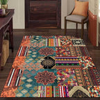 Vintage Boho Area Rugs Multicolor Ethnic Style Geometric Splicing Carpets Bedroom Living Room Kitchen Floor Mats Indoor Outdoor Non-Shedding Runner Rug Home Décor Carpet 2' X 9'