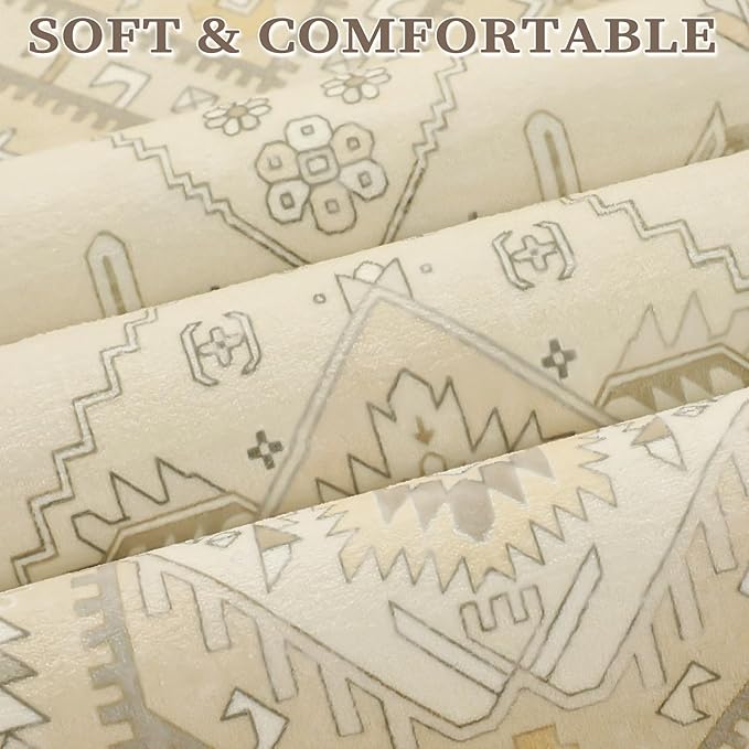 SERISSA Boho Rugs for Entryway, 2x3 Beige Entryway Rug Non-Slip Washable Small Area Rug, Ultra Soft Oriental Vintage Low-Pile Indoor Door Mat Floor Carpet for Entrance Bedroom Kitchen Bathroom